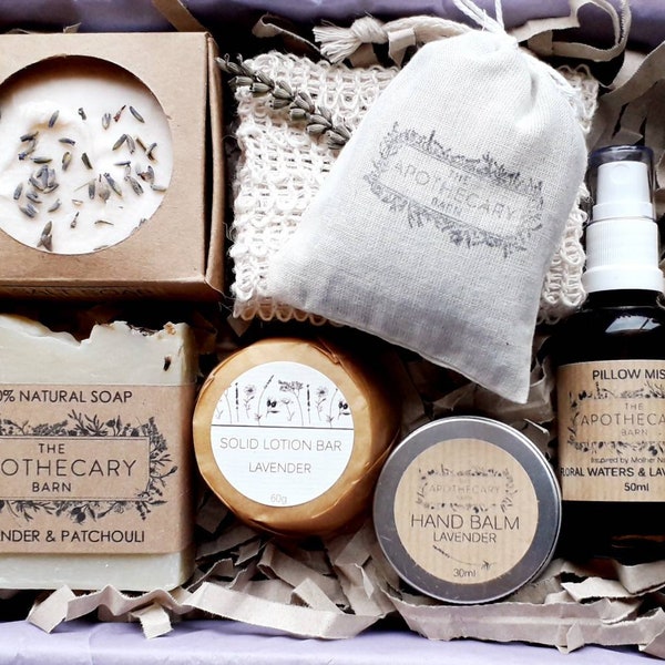 Deluxe Lavender Gift Box | Calming Lavender Aromatherapy Set | De-stress and Relaxing Luxury Pamper | Self Care for Her | Gifts for women