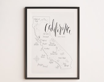 Map of California. NO print. Hand-drawn map