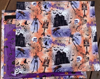 VINYL Cross Stitch Embroidery Needlepoint Storage Project Bag "One Of A Kind" Hallowed Haunts Coral Print Digital Halloween