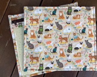 Borsa portaoggetti per ricamo a punto croce in vinile, schema delle razze di gatti, stampa digitale, beige, mattone, rosso, papaya, stile pittorico