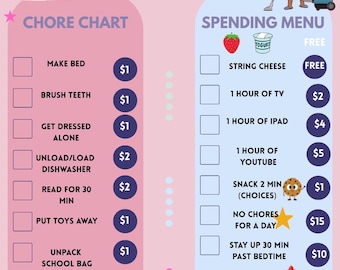 EDITABLE CHORE CHART- for boy