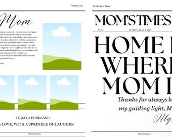 Mother's Day Newspaper Template- Personalized Digital gift