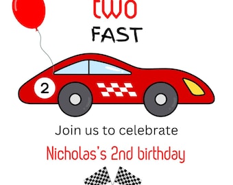 2nd birthday invitation race car theme