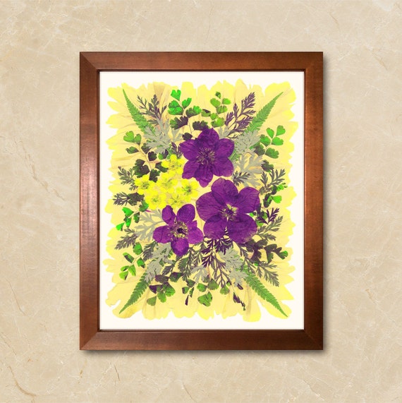 Purple Flowers Purple Yellow Print Wall Art Vintage Flowers Etsy