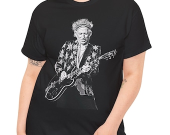 Keith Richards on Stage, Rolling Stones Tee, Unisex Cotton T-Shirt, Keith Richards Gift, Rolling Stones Tee, Keith Richards T-Shirt