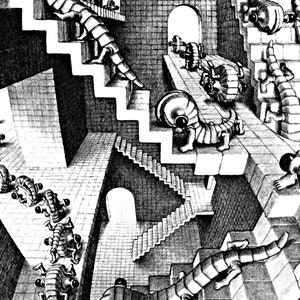 M. C. Escher House Of Stairs Graphic Poster 1951 Imp-Art Vintage Print Stairways Maurits Escher Fantasy Illustration Larger Poster image 2