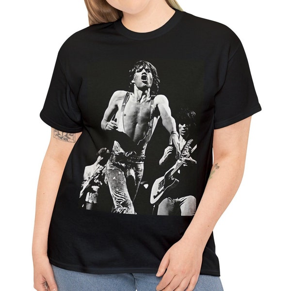 Rolling Stones on Stage, Black Unisex Tee, Rolling Stones Gift, Keith Richards T-Shirt, Mick Jagger T-Shirt, Rolling Stones Tee Shirt