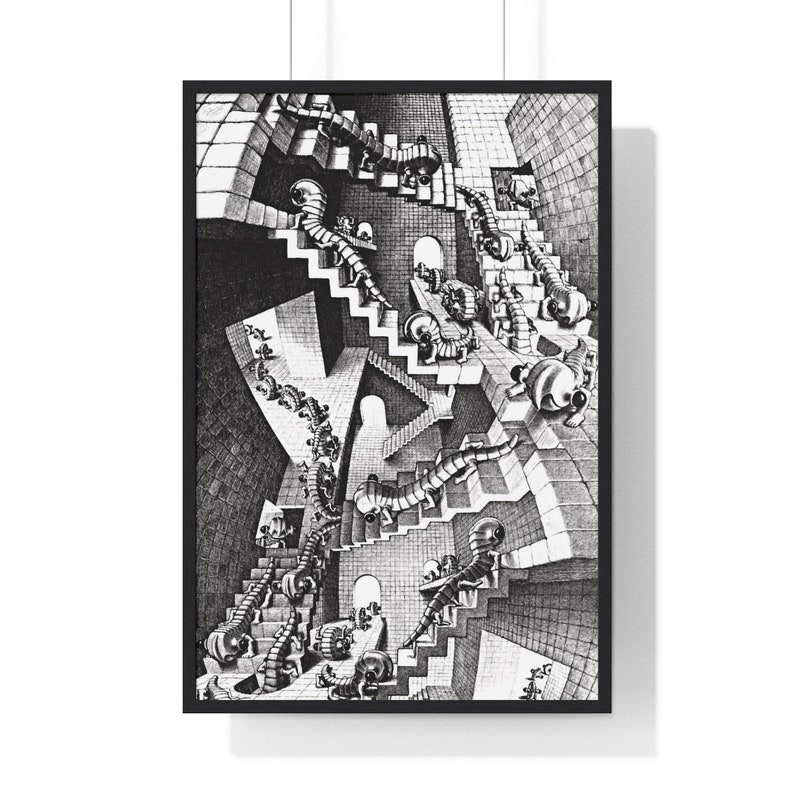 M. C. Escher House Of Stairs Graphic Poster 1951 Imp-Art Vintage Print Stairways Maurits Escher Fantasy Illustration Larger Poster image 3