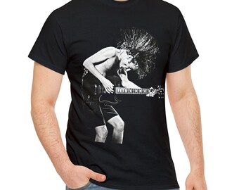 Angus Young, AC/DC, Unisex Cotton T-Shirt, Angus Young Tee, Angus Young Gift, Rock Music T-Shirt, Angus Young Shirt, Rock Legend