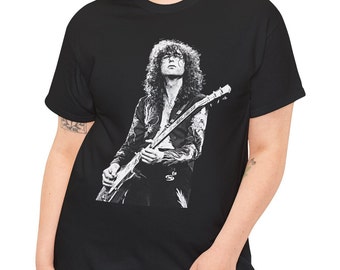 Jimmy Page Tee, Led Zeppelin, Black Unisex T-Shirt, Jimmy Page Gift, Heavy Cotton Tee, Rock Music T-Shirt, Led Zeppelin T-Shirt, Rock Legend
