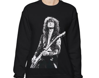 Jimmy Page on Stage, Led Zeppelin, Black Unisex Sweatshirt, Jimmy Page Sweater, Jimmy Page Gift, Led Zeppelin Sweater, Jimmy Page Sweatshirt