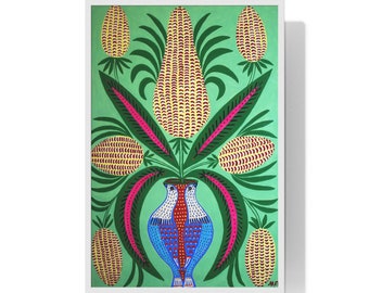 Maria Prymachenko, Homemade Corn, Art Print, Ukrainian Folk Art, Марія Приймаченко, Хатня кукурудза, Naïve Art, Primitivism