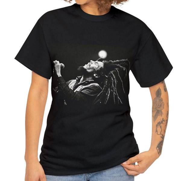 Bob Marley, schwarzes Unisex T-Shirt, Bob Marley Geschenk, Reggae, Bob Marley T-Shirt, Musikliebhaber Geschenk, Bob Marley T-Shirt, Reggae Legende