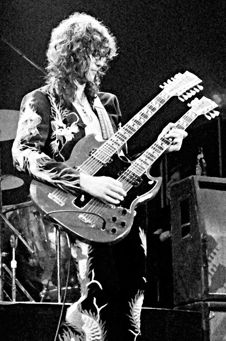 Jimmy Page on Stage, Led Zeppelin Print, Zoso, Legendary Guitarist