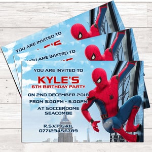Personalised Superhero Spiderman Birthday Party Celebration Invites Invitations Theme (x10) Including Basic White Envelopes