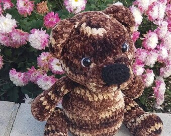 Velvet Teddy Bear -Crochet Stuffed Animal -Crochet Bear -Cuddly Bear