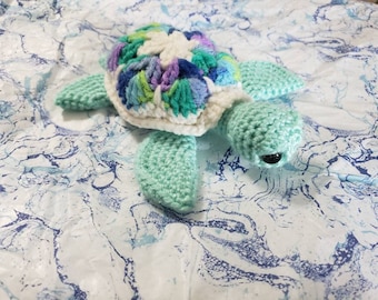 African flower Sea Turtle  -Crochet Sea Turtle Pattern- PDF Crochet  Pattern - Little turtle- Sea Turtle - Instant PDF- Baby Turtle Pattern-