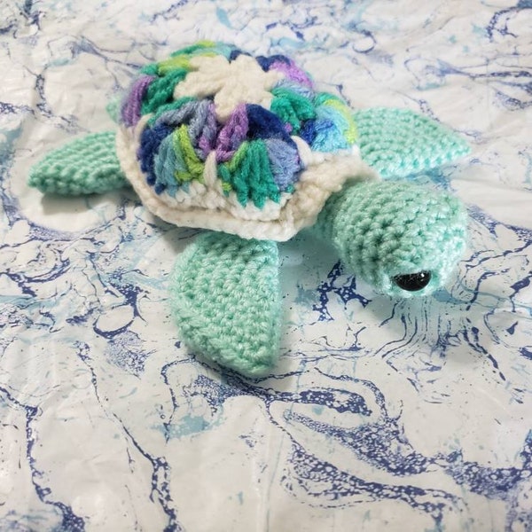 African flower Sea Turtle  -Crochet Sea Turtle Pattern- PDF Crochet  Pattern - Little turtle- Sea Turtle - Instant PDF- Baby Turtle Pattern-