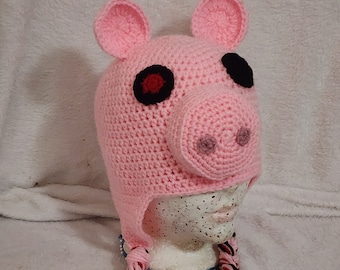 Gorro piggy roblox, gorro con orejeras, regalo, gorro, gorro de ganchillo, gorro de personaje