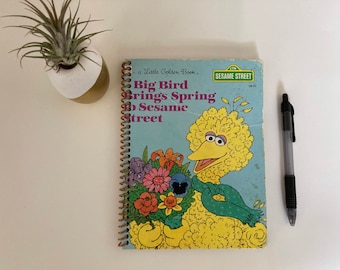 Upcycled Big Bird Journal: Sesame Street Little Golden Book