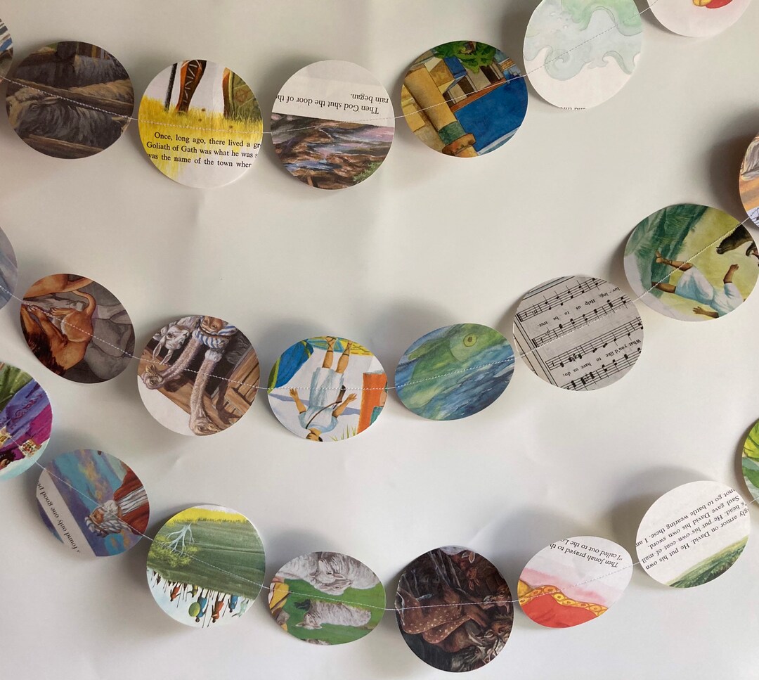 Bible Stories Garland, Circle Garland, Paper Garland, Jesus, Christian