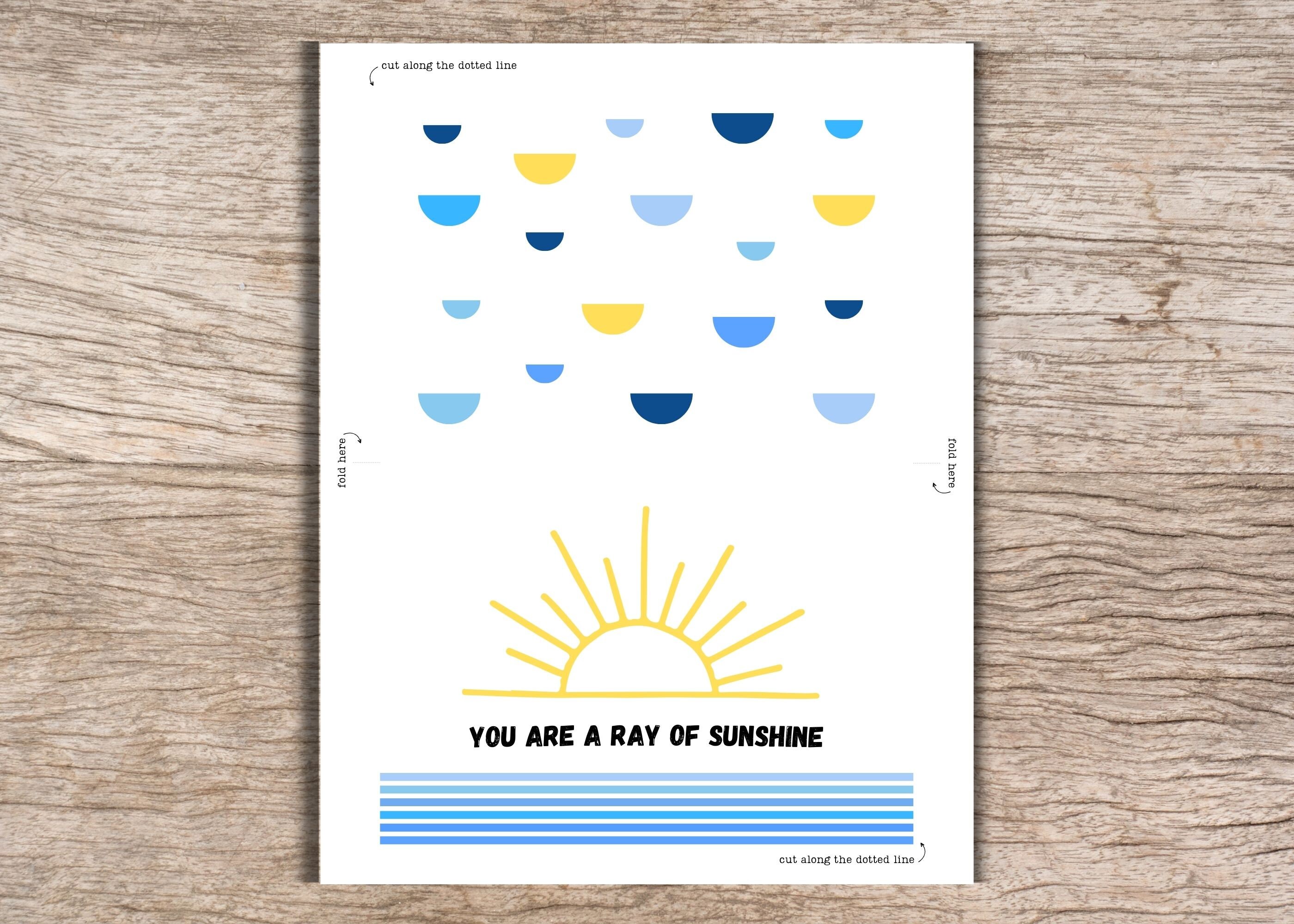 You Are a Ray of Sunshine, Birthday Card, Thinking of You, 5x7, Digital
