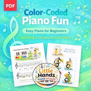 Color-Coded Piano Music | Beginner "Rain Rain Go Away" Song, with FREE Activity Sheet (PDF)
