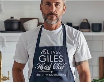 Personalised Head Chef Apron, Cooking Gift, Sous-Chef, baking, kitchen, gift for her-him, unisex, Present for Dad, Men's useful pressie