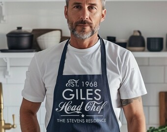 Personalised Head Chef Apron, Custom Cooking Gift