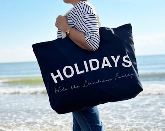 Personalised Holidays, Giant Shopping Beach Bag - Oversized Bag - Shopping - Big Tote- Family Shoulder Bag - Travel holiday - Unisex Gift