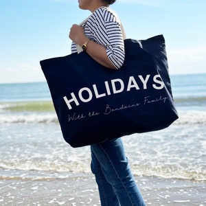 Personalised Holidays, Giant Shopping Beach Bag - Oversized Bag - Shopping - Big Tote- Family Shoulder Bag - Travel holiday - Unisex Gift