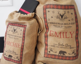 Adventa Personalisierbarer Weihnachtsmann-Sack Aus Sackleinen – Größe L, Mit Kordelzug & Foto-Einsatz