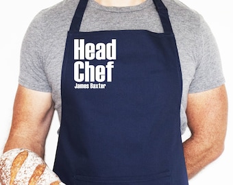 Bold Type Head Chef Personalised Apron - baking gift - cooking gift - gift for her - gift for him - Gift for new home - Pocket front Apron