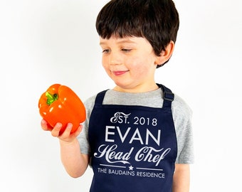 Children's Head Chef Personalised Apron - Kids baking gift -  cooking gift for daughter - gift for son - Kids Apron - Birthday