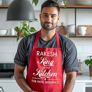 Personalised King Of The Kitchen Apron, Gift For Him - baking gift - kitchen gift - cooking gift - gift for her - Pocket apron - dad gift