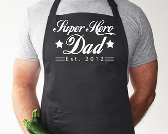Grembiule personalizzato da supereroe per papà, regalo di cucina per la festa del papà