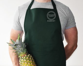 NAME, VEGAN CHEF Apron - Vegan Head Chef - baking gift  - gift for her - gift for him - Vegan Gift - Vegetarian gift - Plant Based