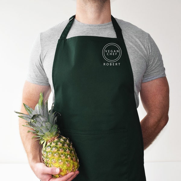 NAME, VEGAN CHEF Apron - Vegan Head Chef - baking gift  - gift for her - gift for him - Vegan Gift - Vegetarian gift - Plant Based