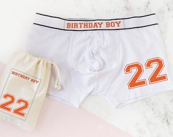 Personalised 22nd Birthday Men's Boxer Briefs, Birthday Boy, Ideal Gift for Him, Milestone 22nd Keepsake for Son, 22nd Birthday Present.