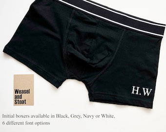 Boxers personalizados com iniciais, ajuste elástico de algodão, presente para padrinhos