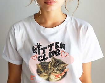 Kitten Club Graphic Tee, Vintage Cat Lover Shirt