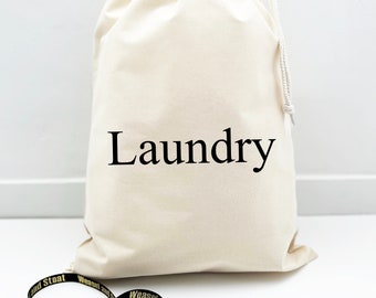 Cotton Drawcord Laundry Bag, Hand Printed Canvas, Home & Travel