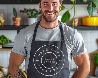 Personalised Head Chef Apron: Minimalist Style - baking gift - Kitchen gift - cooking gift - gift for her - gift for him - Gift for new home