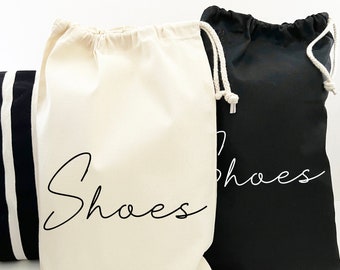 HANDWRITTEN TYPE Shoe Bag, Home And Travel, Dust bag for shoes, trainers, pumps, heels, sandals, Shoe Storage, Shoe organisation, Cotton Bag