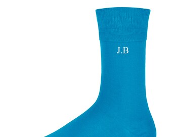 Personalized Turquoise Socks for Men, Monogram Initial Socks