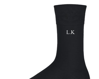 Personalised Socks for men in Black or Navy, Monogram Initial Socks, Groomsmen and Groom Wedding Socks, Husband, Father's Day, Dad Gift