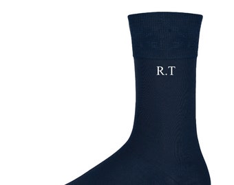 Personalised Navy Socks, Monogram Initial Socks, Groomsmen Gift