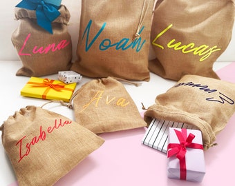 Personalisierte Jute Weihnachtsgeschenk Sack, Weihnachtsgeschenk Tasche, Nikolaussack, Weihnachtsstrumpf Alternativen, festliche Deko, Weihnachtstasche