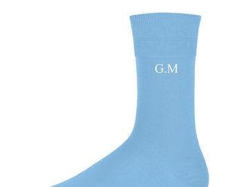 Personalized Turquoise Socks, Monogram Initial Socks, Groomsmen Gift