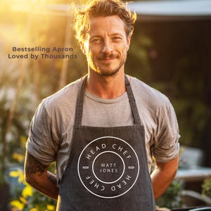 Personalised Head Chef Apron - Birthday Gift for Him, BBQ Cooking Apron, Custom Kitchen Apron, Gift for Dad or Husband